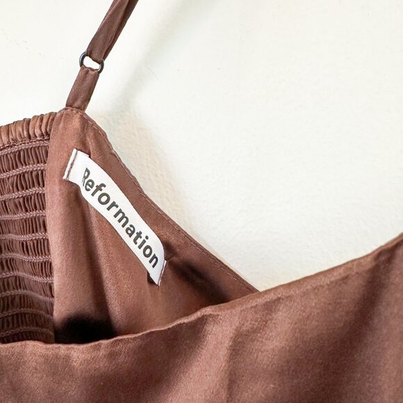 Reformation | Frankie 100% Silk Maxi Slip Es Dress in Brown‎ Plus Size 16 - Picture 9 of 12